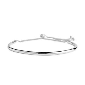 White Rhodium Curved Plated Bar Slide Bracelet New In Package